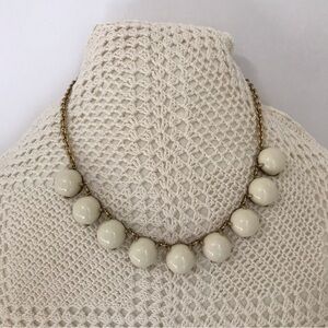 J.Crew Ivory Round Cabochon Bib Statement Necklace Gold Tone Adjustable